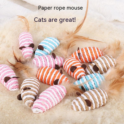 Juguete Interactivo para Gatos con Sonido, Papel Crujiente y Plumas