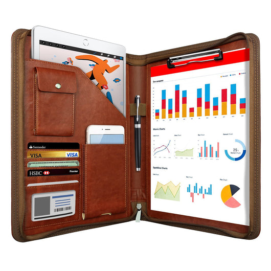Bolsa de Cuero para Planificación con Cierre y Compartimentos - Image 3