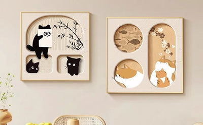 Cuadro Decorativo Gato Adorable Estilo Crema para Sala y Comedor - Image 10
