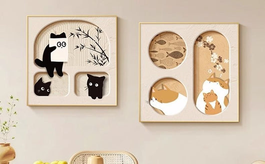 Cuadro Decorativo Gato Adorable Estilo Crema para Sala y Comedor - Image 10