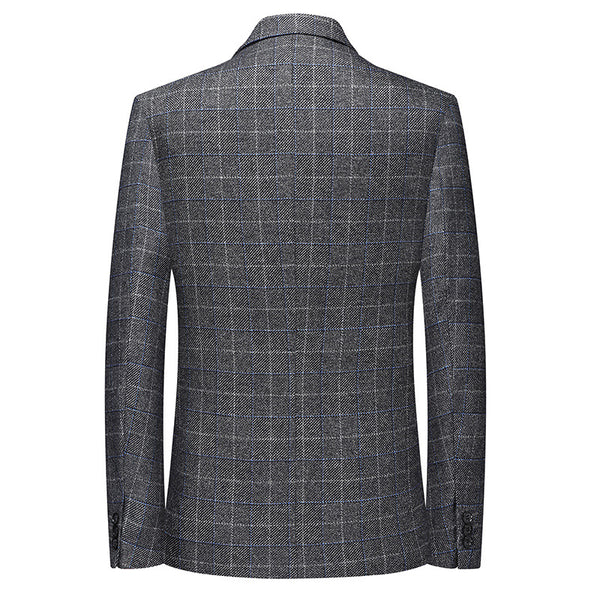 Blazer Cuadros Casual Elegante de Solapa Simple