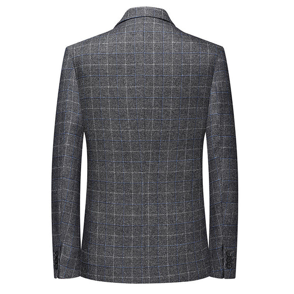 Blazer Cuadros Casual Elegante de Solapa Simple