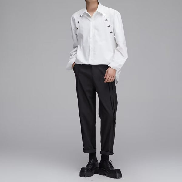 Camisa Japonesa Minimalista de Color Sólido para Hombre