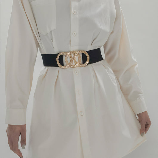 Cinturón Ancho Geométrico para Mujer con Hebilla Circular - Ideal para Trajes y Vestidos - Image 15