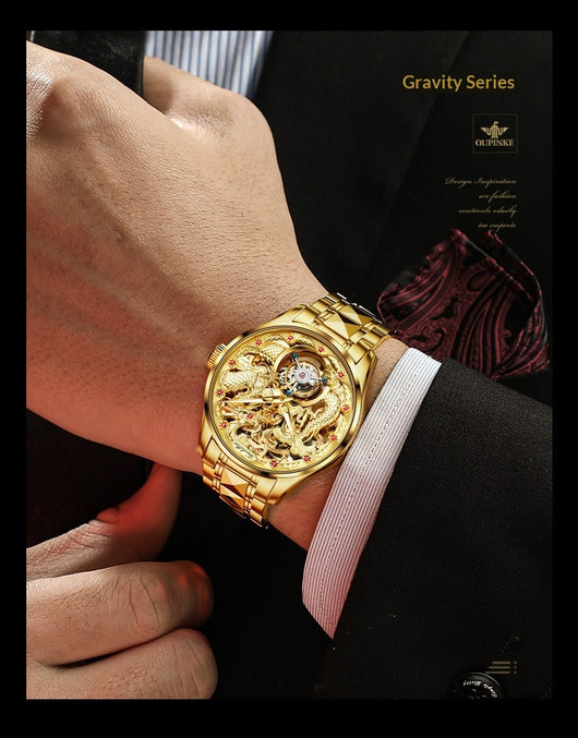 Reloj de Lujo Dorado para Hombre con Tourbillón Resistente al Agua - Image 12