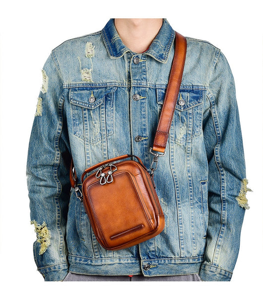 Bolsa Mensajera Casual Retro en Cuero Genuino para Hombre - Image 20