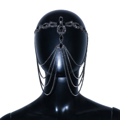 Máscara Negra con Rhinestones Exagerados para el Cabello - Image 8