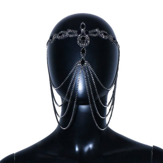 Máscara Negra con Rhinestones Exagerados para el Cabello - Image 8
