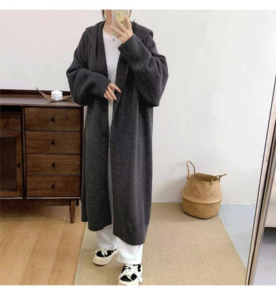 Cardigan Largo con Capucha Estilo Coreano Tejido para Mujer - Image 16