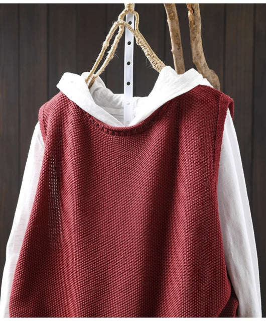 Chaleco Tejido de Algodón con Cuello Redondo Estilo Retro - Image 13