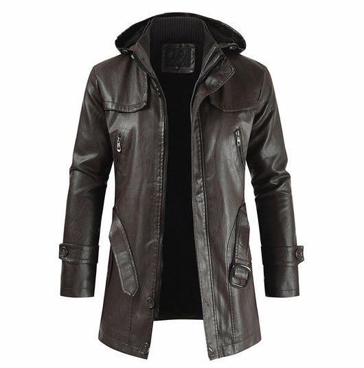 Abrigo de Cuero Largo para Hombre Talla Grande - Image 8