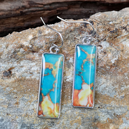 Aretes Cuadrados Retro Vidriados con Efecto Mármol Colorido - Image 11