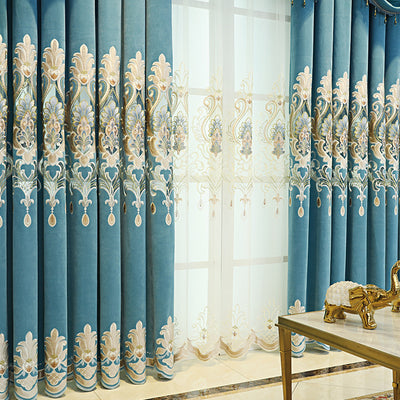 Cortinas Europeas de Lujo con Bordado Hueco de Flores para Sala de Estar - Image 6