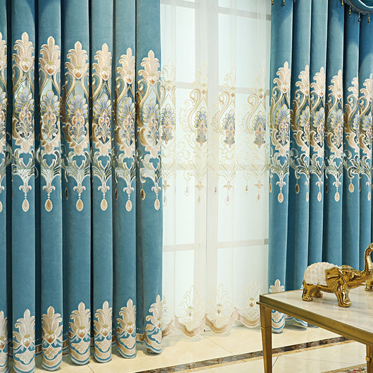 Cortinas Europeas de Lujo con Bordado Hueco de Flores para Sala de Estar - Image 6