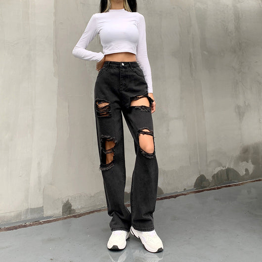 Jeans Casual Rotos con Bordes Crudos para Mujer - Estilo Trendy y Sexy - Image 3