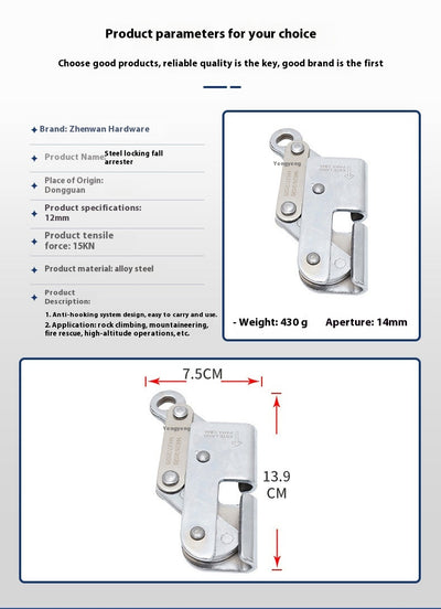 Abrazadera de Emergencia para Cuerda de Acero en Altura - Image 12