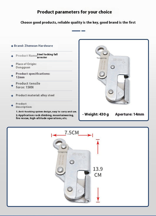 Abrazadera de Emergencia para Cuerda de Acero en Altura - Image 12