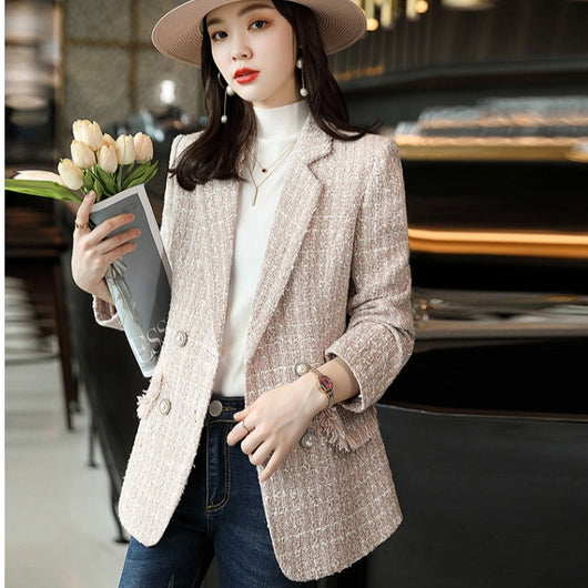 Blazer Corto de Lana a Cuadros para Mujer - Image 5