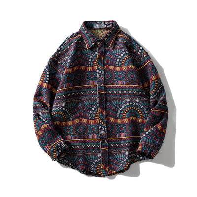 Camisa de Cuadros Retro Manga Larga para Hombre