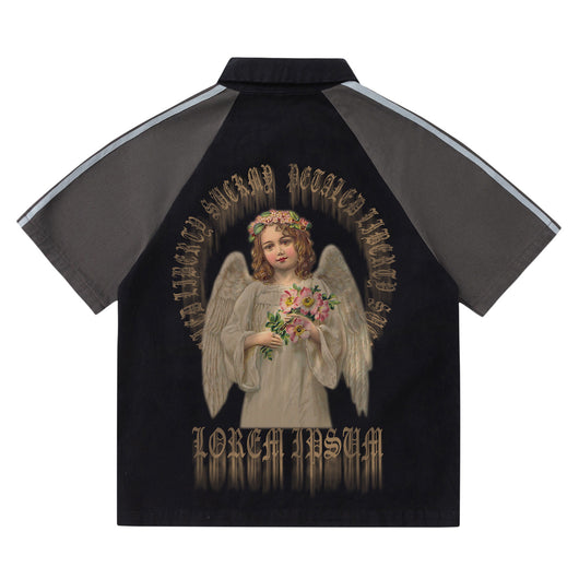 Camiseta de Algodón Estampado Niña Retro Americano Pintura al Óleo - Image 3