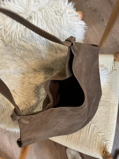 Bolso Bucket de Cuero Genuino Ante Esmerilado Gran Capacidad - Image 45