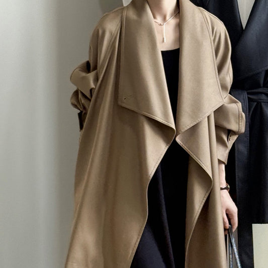 Chaqueta Cortavientos Suelta con Solapa Ancha para Mujer - Colección Otoño