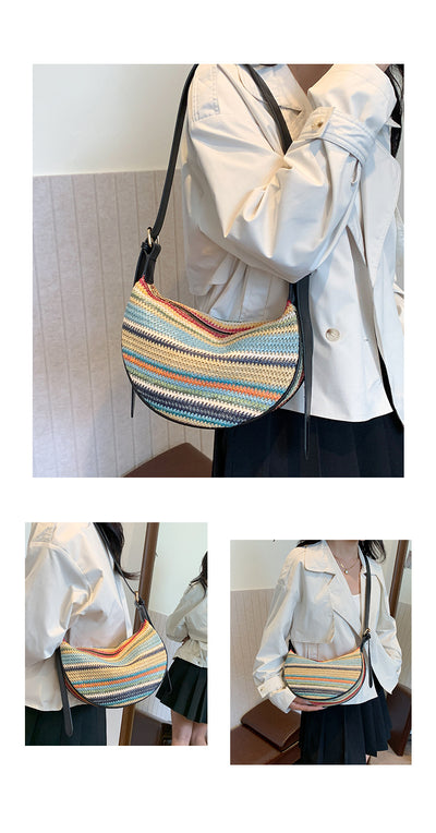 Bolsa Tote de Rafia Arcoíris para Mujer - Bolso Casual de Hombro - Image 16