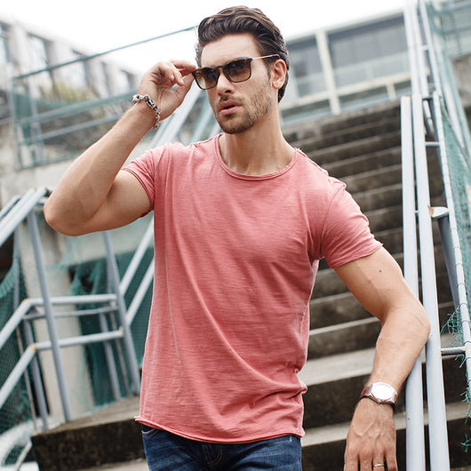 Camiseta Básica Slim Fit Cuello Redondo - Colores Lisos Primavera Verano - Image 18