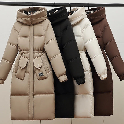 Abrigo Largo Acolchado de Algodón para Mujer Talla Grande