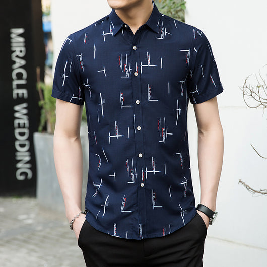 Camisa Estampada de Manga Corta para Hombre Talla Grande - Image 11