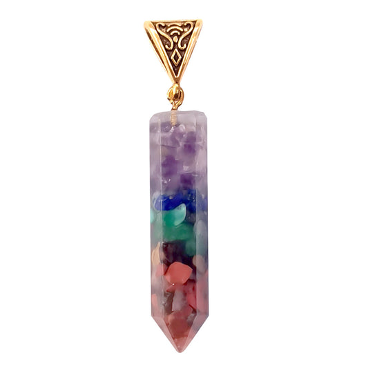 Collar Hexagonal de Piedras Trituradas de los Siete Chakras con Colgante Aura - Image 16