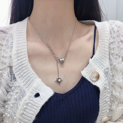 Collar Estrella de Ocho Puntas con Borla Plateada - Estilo Retro Personalizado - Image 10