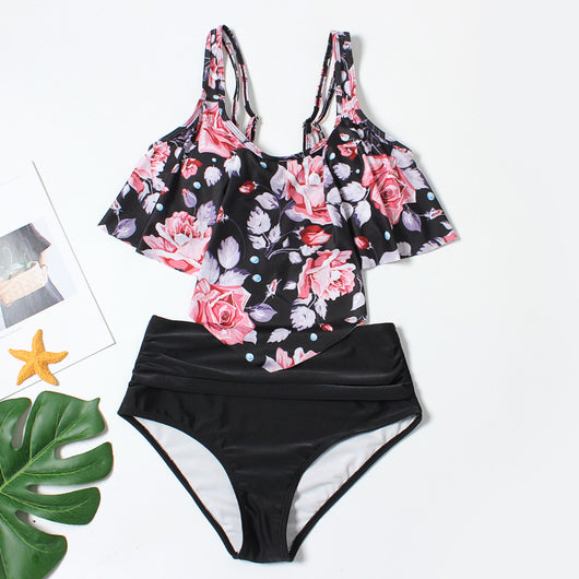 Bikini Dividido Estampado de Cintura Alta con Volantes para Mujer - Image 19