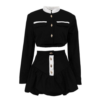 Conjunto Elegante: Blusa Cuello Alto Manga Larga + Falda Ajustada - Image 23