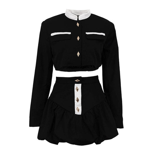 Conjunto Elegante: Blusa Cuello Alto Manga Larga + Falda Ajustada - Image 23