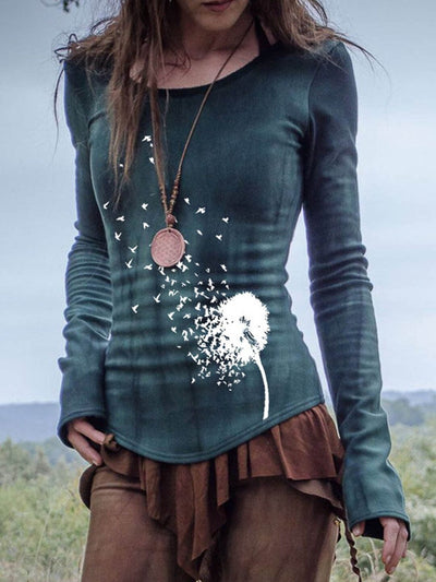 Blusa Suelta con Escote V y Estampado - Manga Larga - Image 9