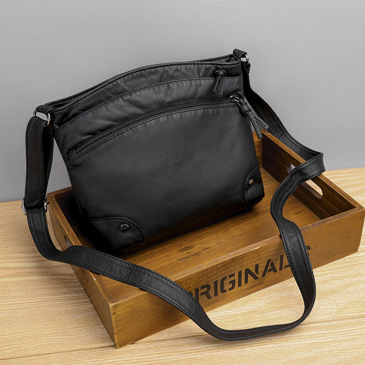 Bolso de Hombro Cuero Lavado Retro Estilo Casual - Image 4