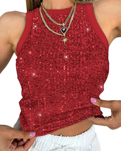 Chaleco Cropped sin Mangas con Lentejuelas y Estampado Leopardo - Image 10