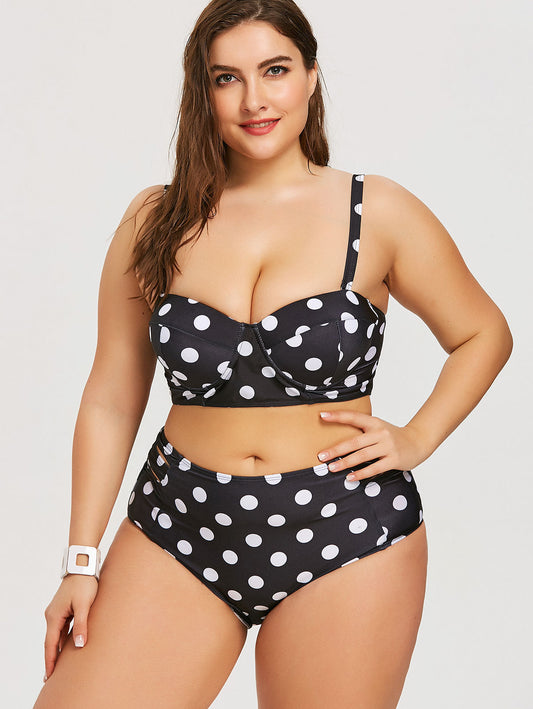 Bikini Retro de Lunares Talle Alto Acolchado para Tallas Grandes - Image 2