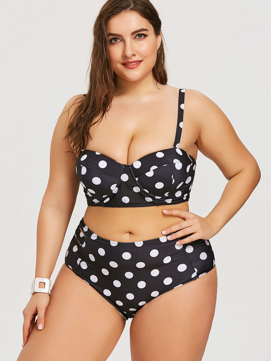 Bikini Retro de Lunares Talle Alto Acolchado para Tallas Grandes - Image 2