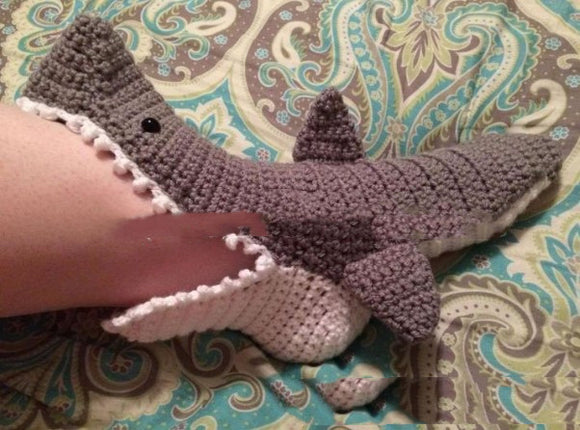 Calcetines Pantuflas de Lana Tejida Shark Bite para Interior