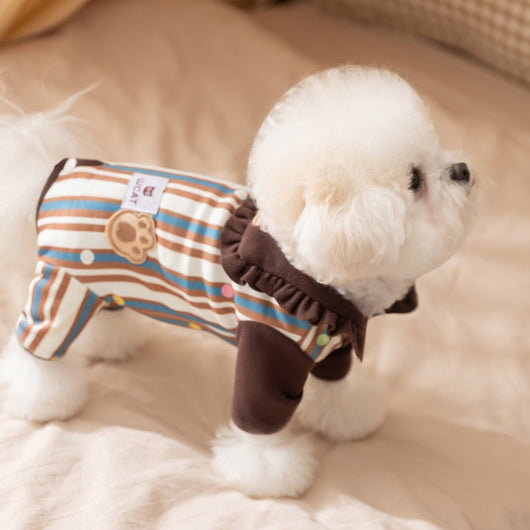 Pijama Enterizo para Perro Pequeño con Cuello Volante y Parche de Osito - Image 9