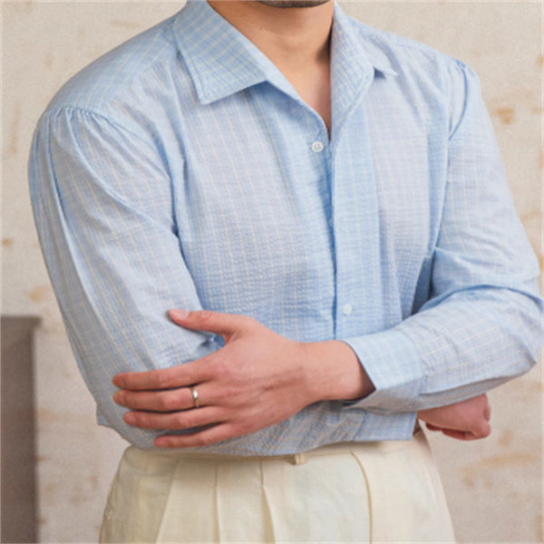 Camisa Casual Seersucker Transpirable con Cuello - Tecnología Avanzada para Hombre
