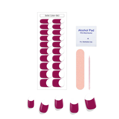 Pegatinas de Uñas Gel Francés Semicocidas Impermeables Color Sólido - Image 23