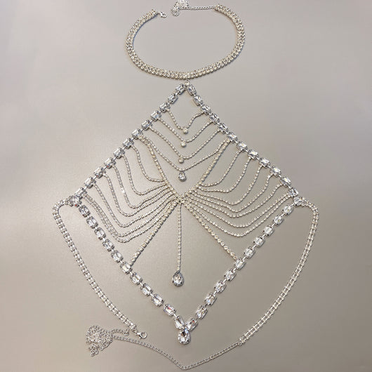 Cadena Corporal Corazón Melocotón con Diamantes de Agua y Borlas - Image 7
