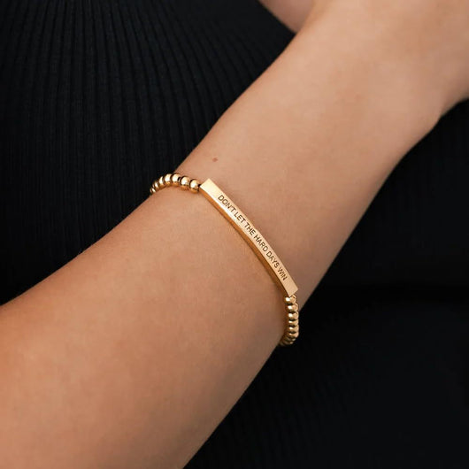 Pulsera de Cadena Acero Inoxidable Unisex con Cuentas de Oro Grabadas - Image 10