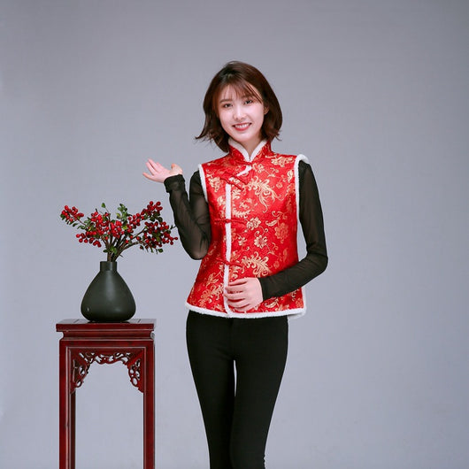 Chaleco Tang Suit para Mujer - Chaleco de Algodón Invierno Estilo Chino - Image 11