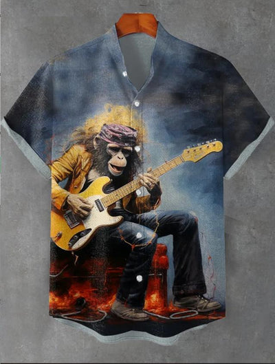 Camisa Cardigan Suelta con Estampado Abstracto 3D y Cuello de Pie - Image 8