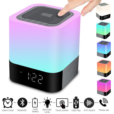 Reloj Despertador Parlante Bluetooth con Pantalla Táctil y Luz LED Multicolor - Image 3