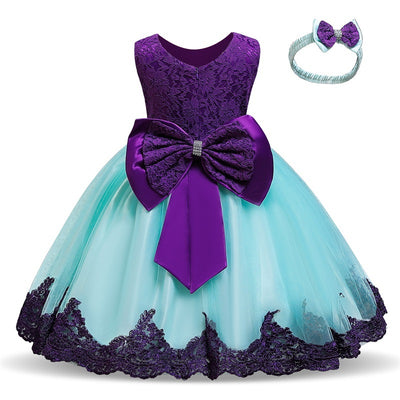 Vestido de Princesa para Primer Año con Moño y Encaje - Image 8